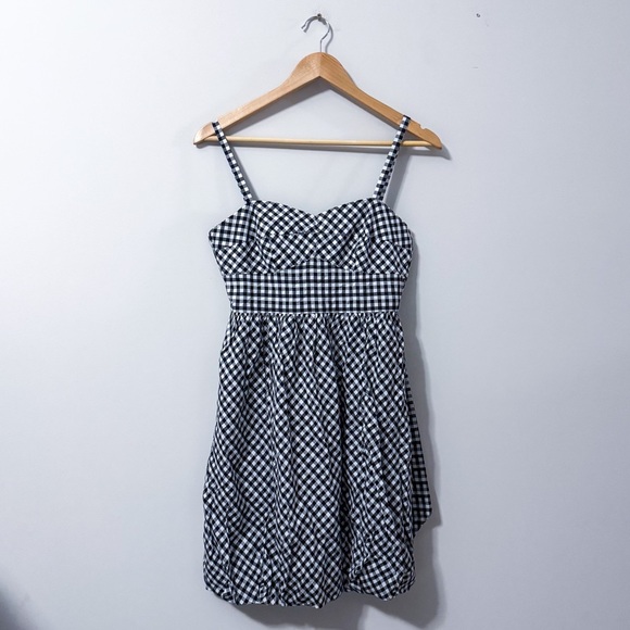 NWT J. Crew Bubble A Line Dress Black White Gingham Sleeveless Bow Cotton - Picture 1 of 16